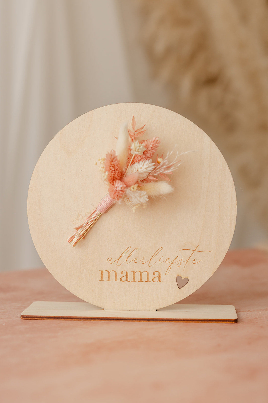 Moederdag | Houten bordje met droogbloemen