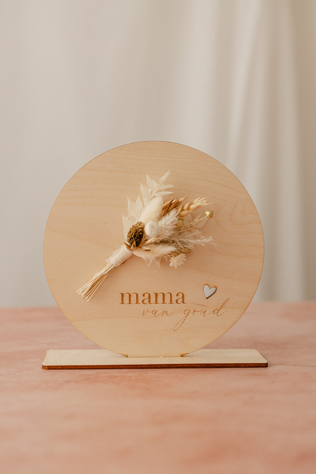 Moederdag | Houten bordje met droogbloemen