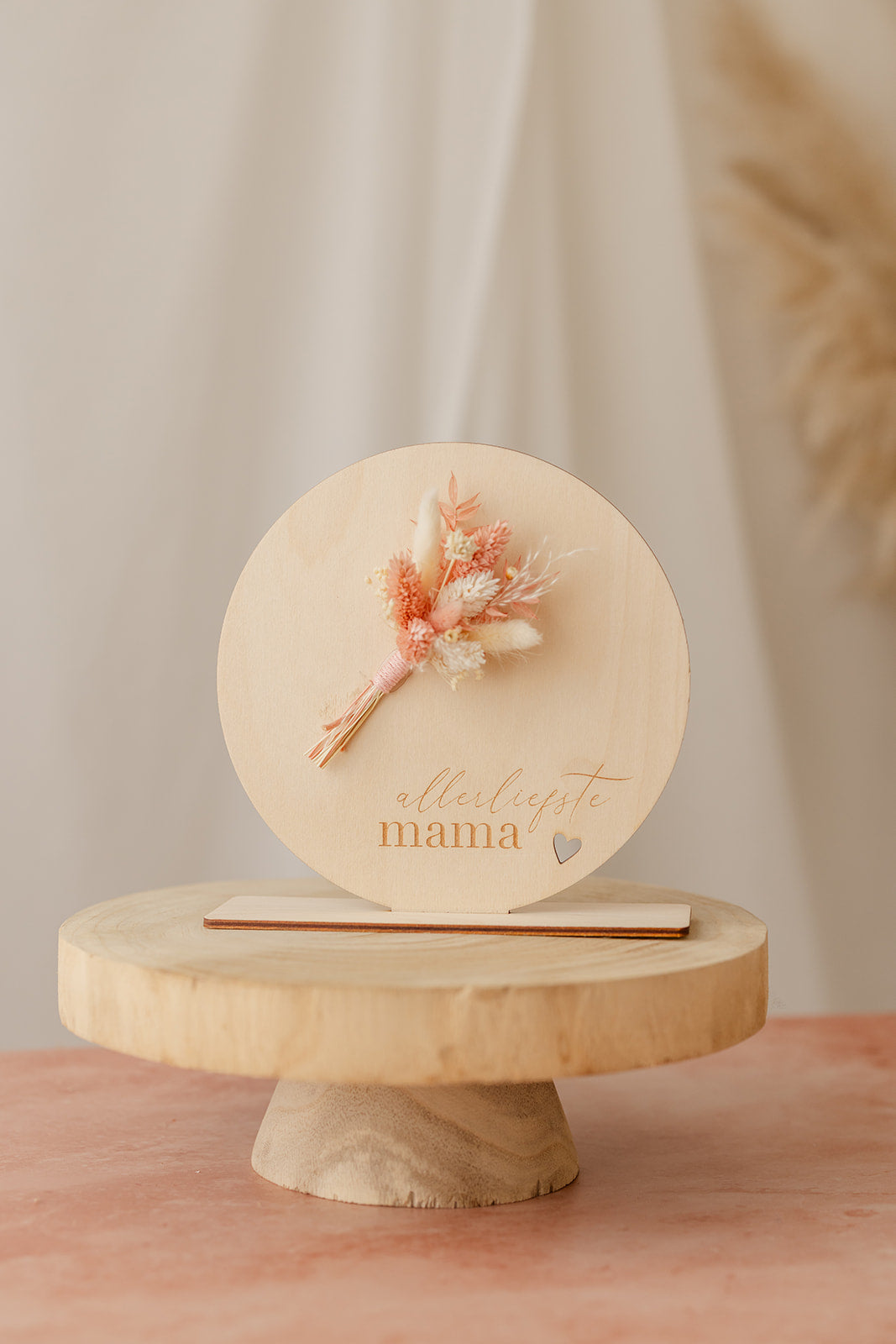 Moederdag | Houten bordje met droogbloemen