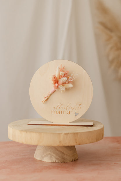 Moederdag | Houten bordje met droogbloemen