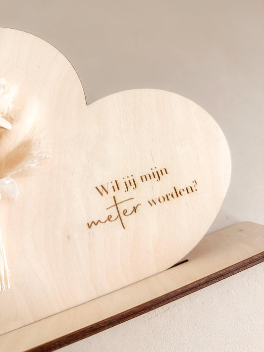 Geschenk | Houten bordje " liggend hartje "